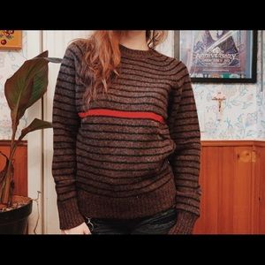 Vintage Shetland Wool Striped Crewneck Sweater Sm